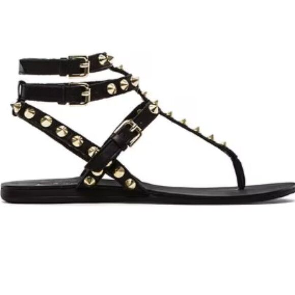 Ash Oasis Black Leather Studded Sandals - Picture 1 of 9